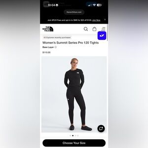 SET: The North Face Women's Black Summit Series Pro 120 Crew AND leggings- small